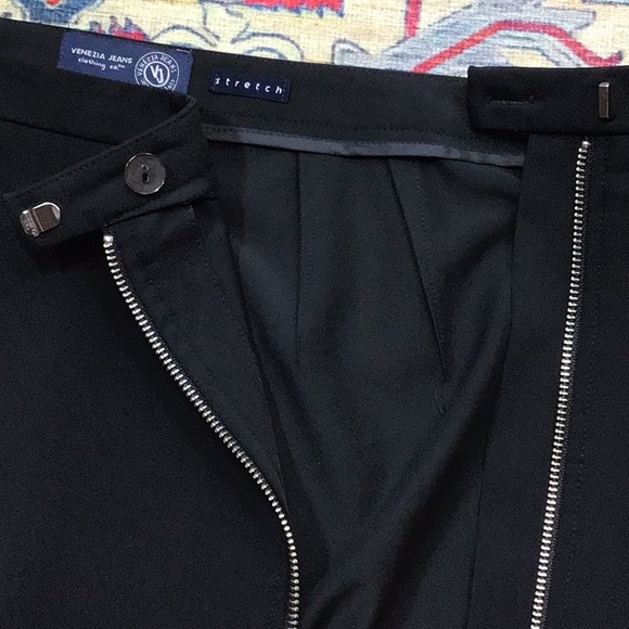 🖤 VENEZIA Stretch Black Chrome Full Zip Unlined Fitted Knee Length - Picture 8 of 9